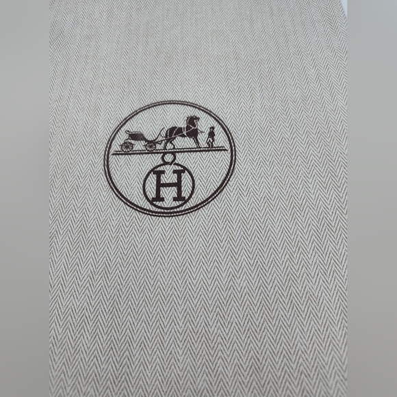 Authentic Hermès Herringbone Drawstring Dust Bag Shoe Bag Storage 17x10 - Picture 3 of 4